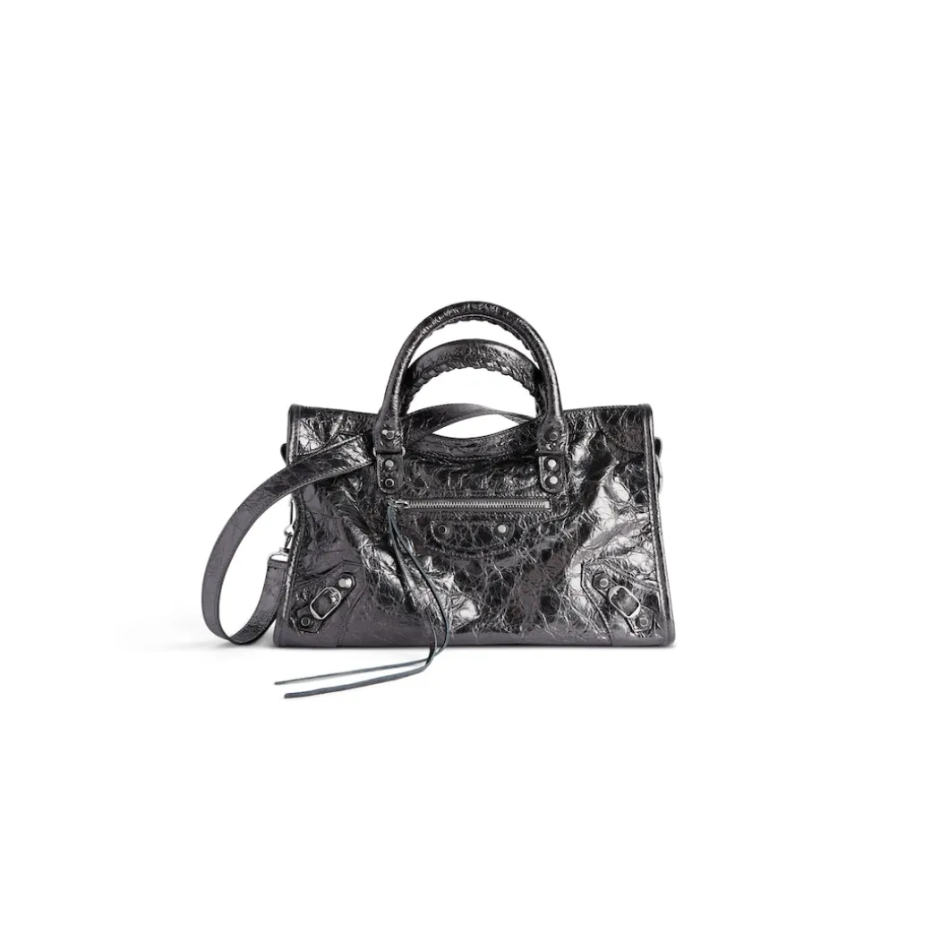 Women's Le City Small Bag Metallized in Steel Grey
