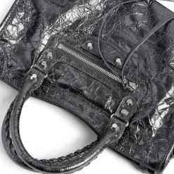 Women's Le City Small Bag Metallized in Steel Grey