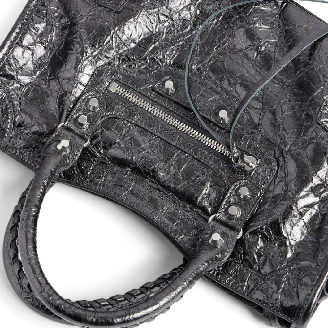 Women's Le City Small Bag Metallized in Steel Grey