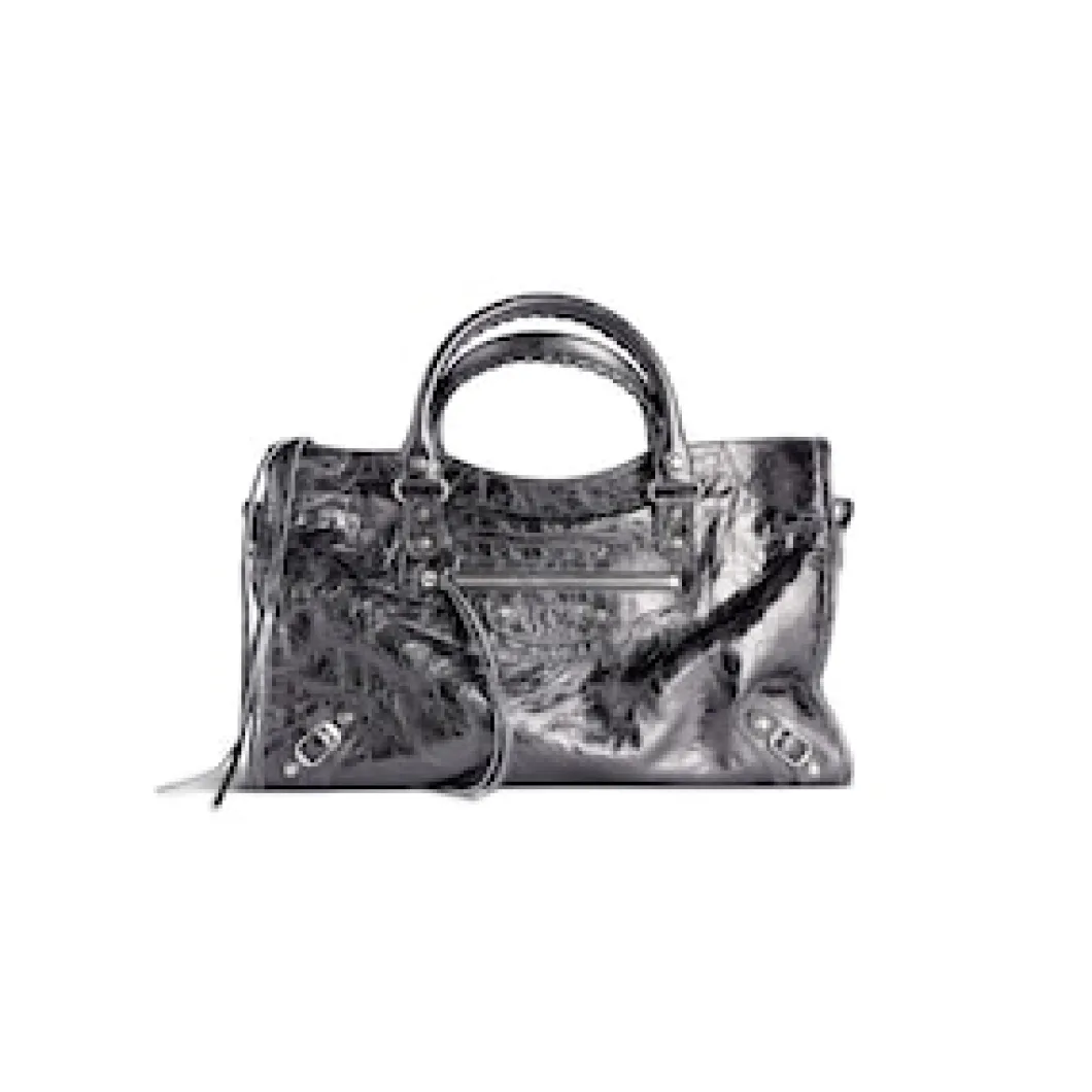 Women's Le City Small Bag Metallized in Steel Grey