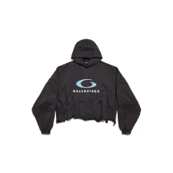 Women's Loop Sports Icon Cropped Hoodie in Black