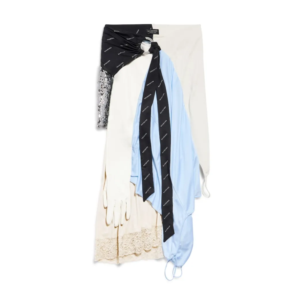 Women's Messy Patched Skirt in Multicolored