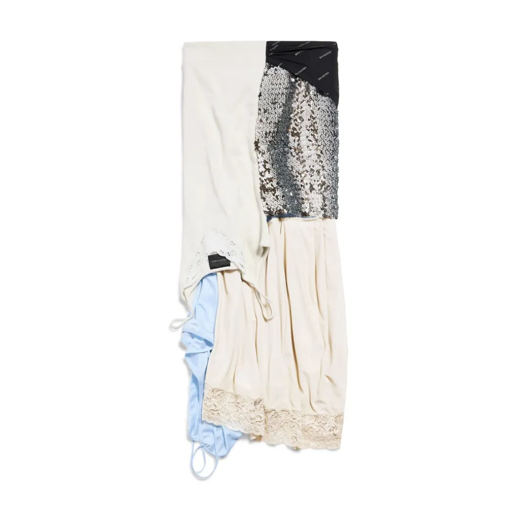 Women's Messy Patched Skirt in Multicolored