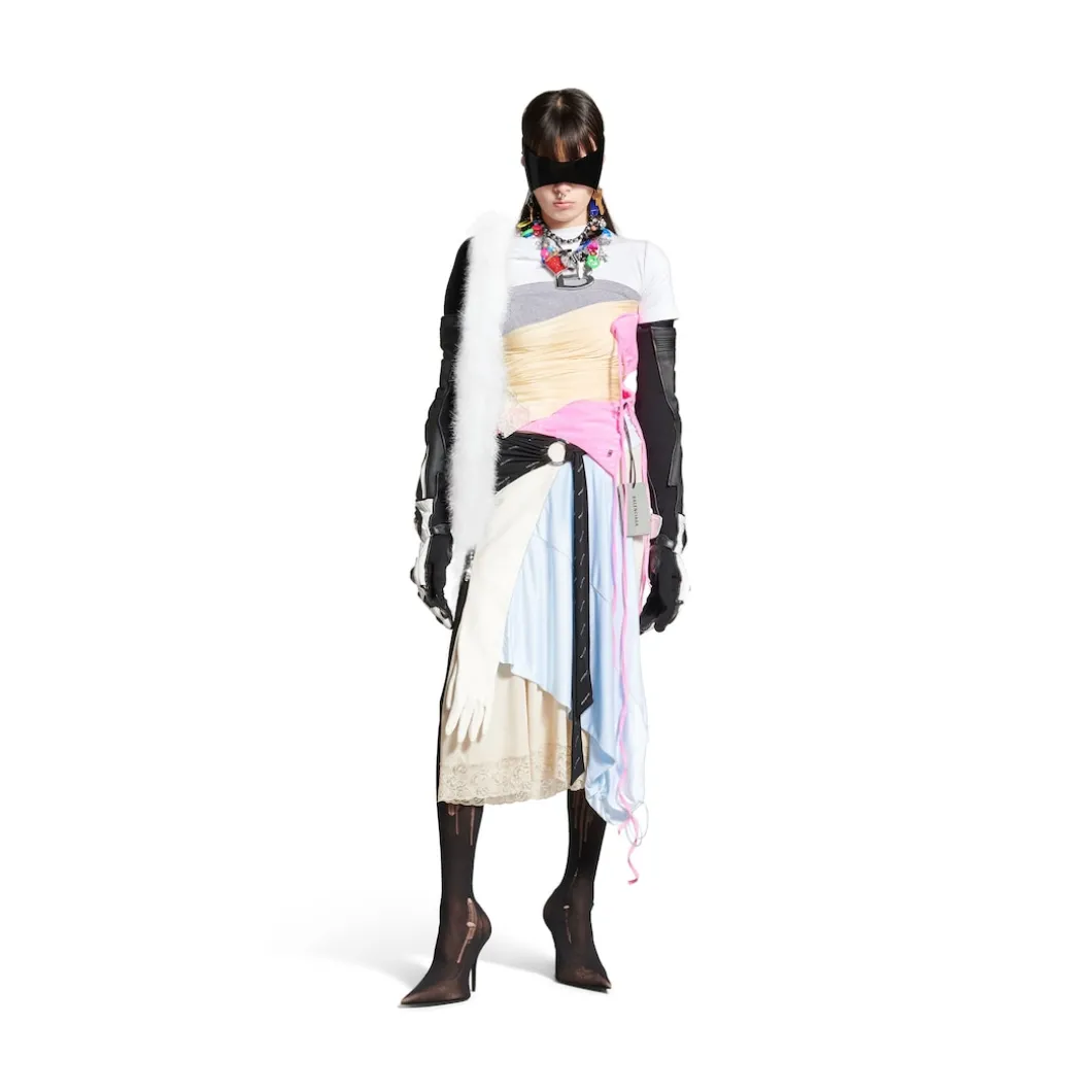 Women's Messy Patched Top in Multicolored