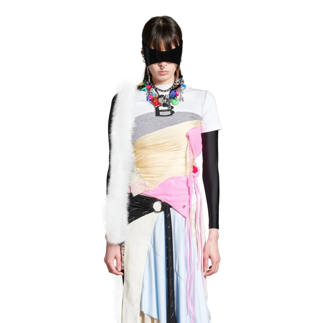 Women's Messy Patched Top in Multicolored
