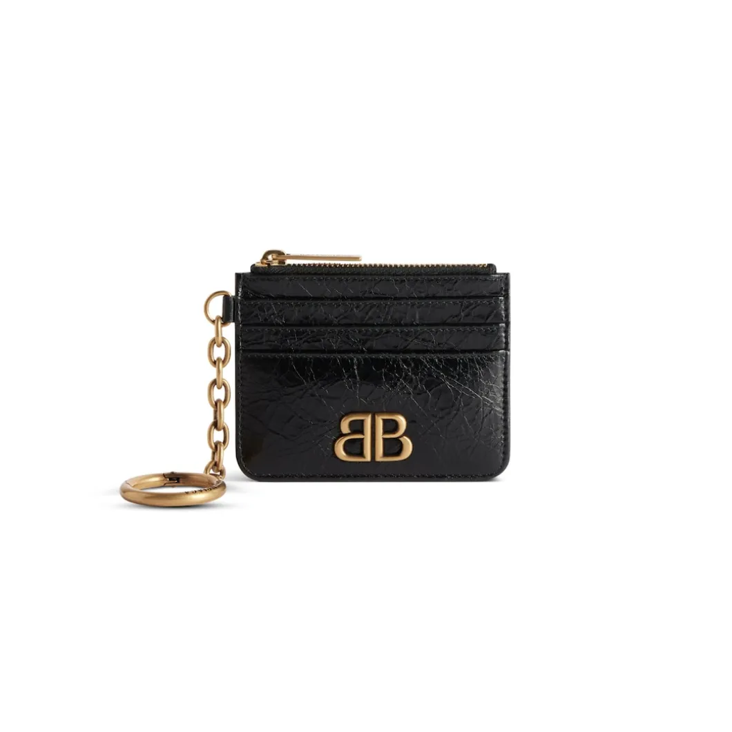 Women's Monaco Card Holder With Keychain in Black