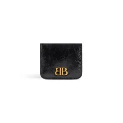 Women's Monaco Flap Coin And Card Holder in Black