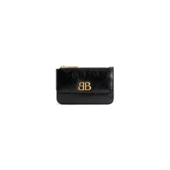 Women's Monaco Long Coin And Card Holder With Flap in Black