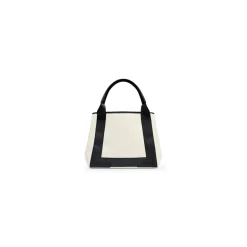 Women's Navy Small Cabas in Beige