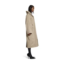 Women's Off Shoulder Carcoat in Beige