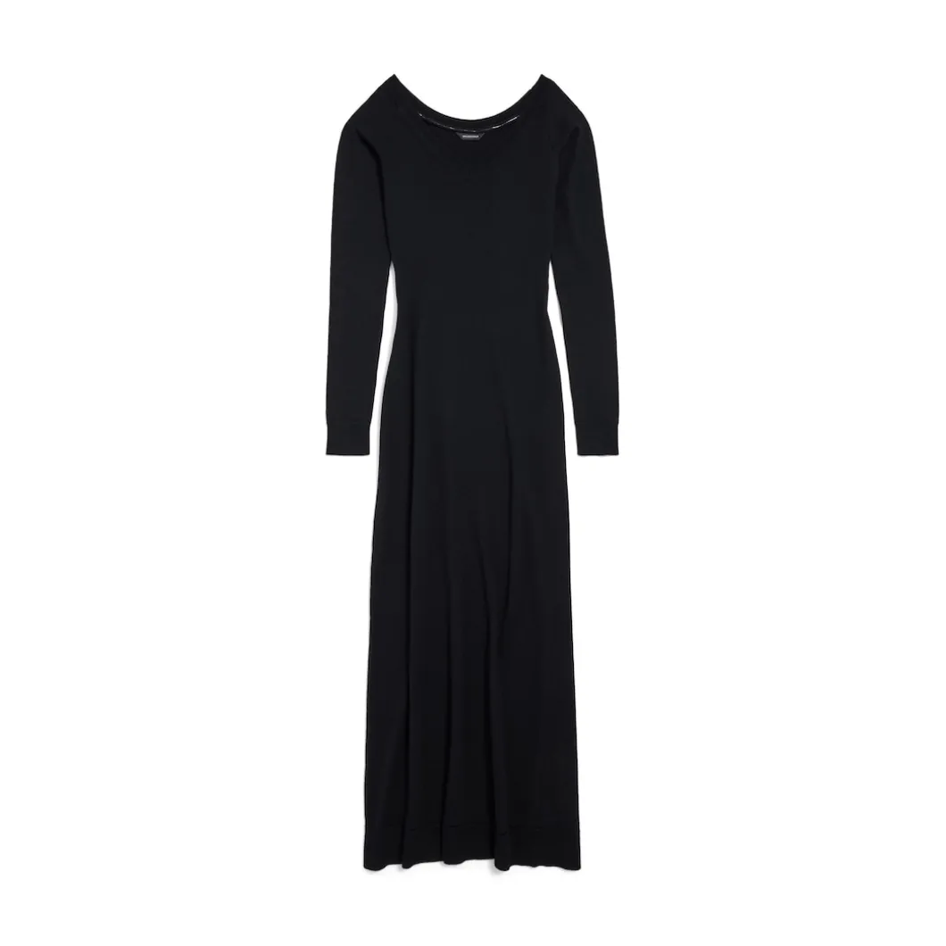 Women's Off Shoulder V-neck Dress in Black