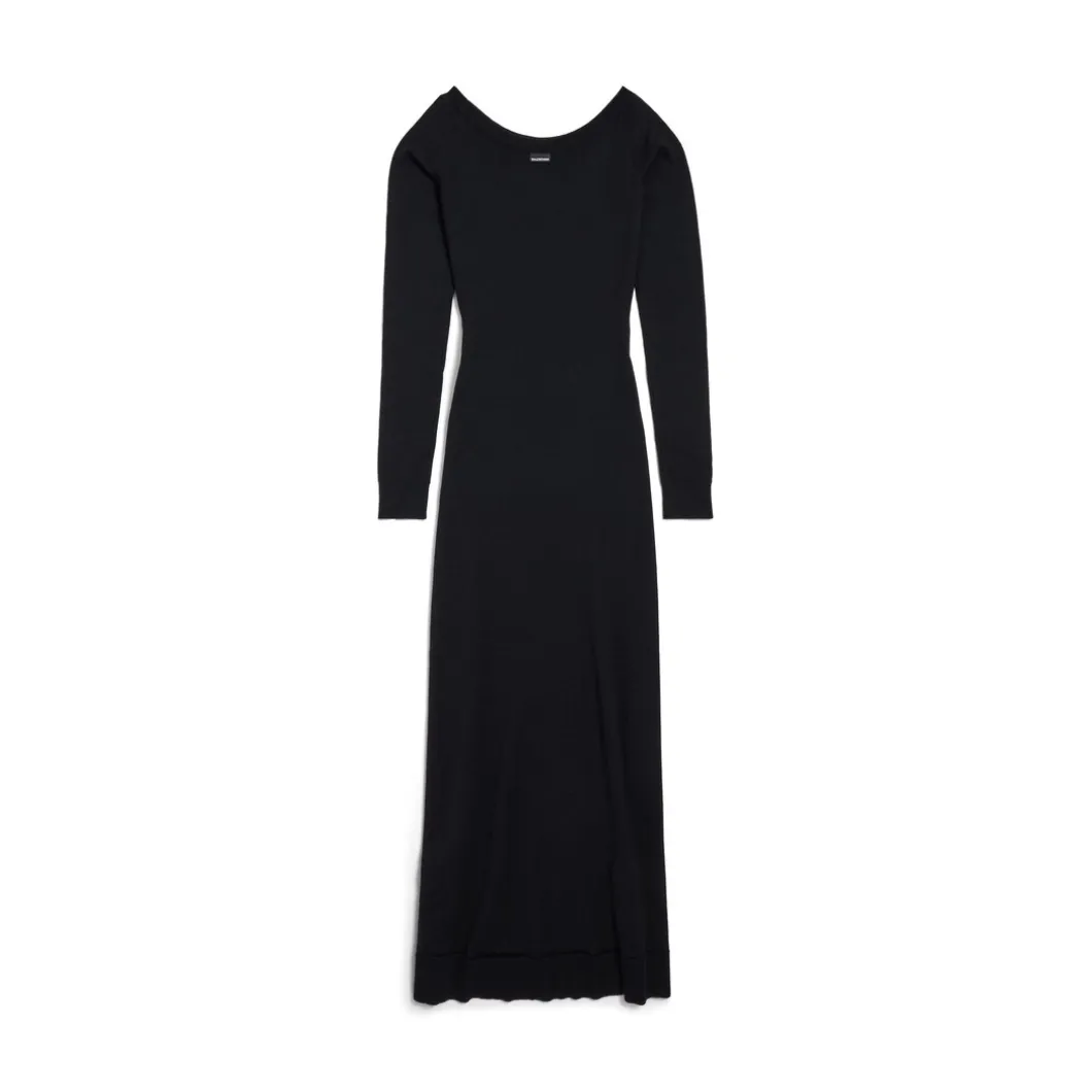 Women's Off Shoulder V-neck Dress in Black