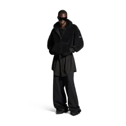 Women's Outerwear Zip-up Hoodie in Black