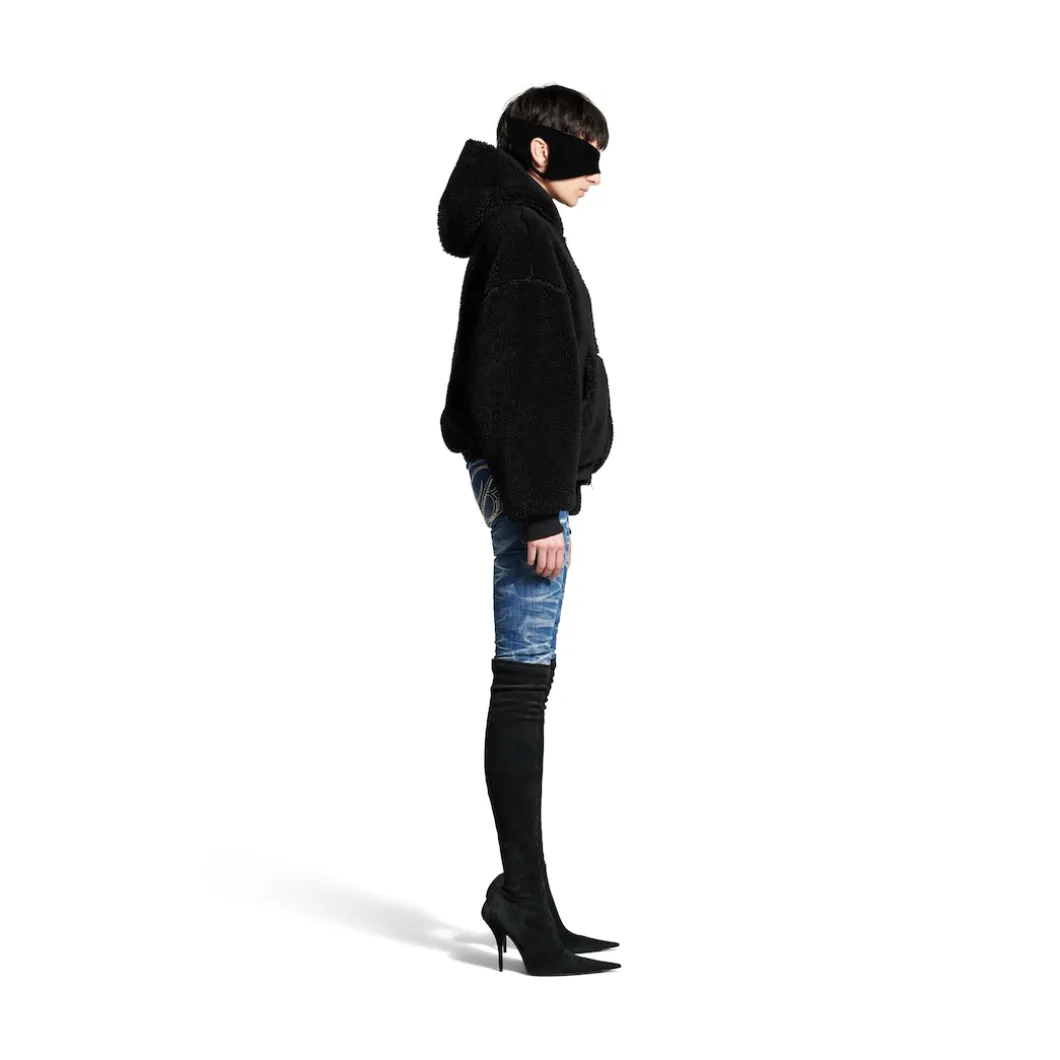 Women's Outerwear Zip-up Hoodie in Black