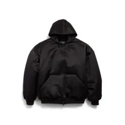 Women's Padded Zip-up Hoodie in Black