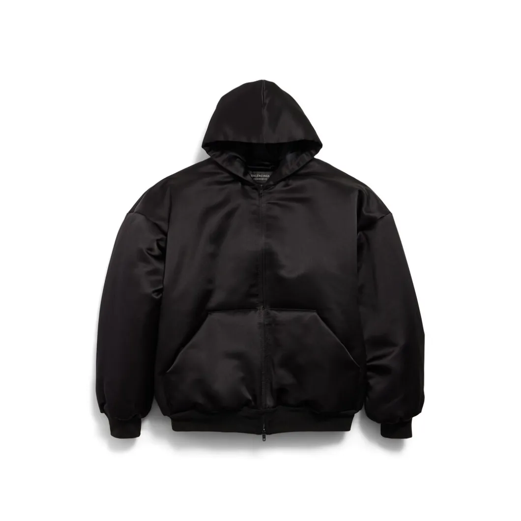 Women's Padded Zip-up Hoodie in Black