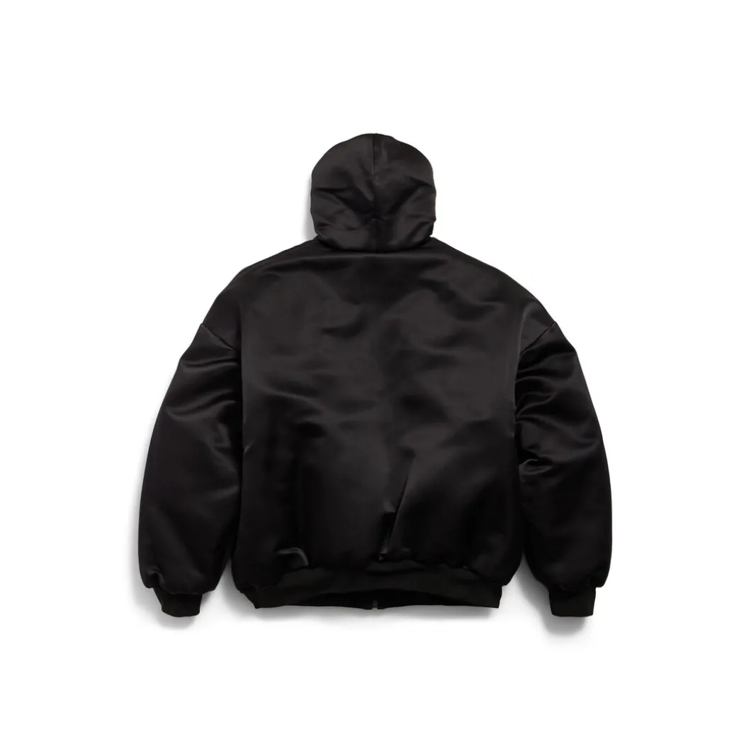 Women's Padded Zip-up Hoodie in Black