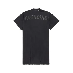 Women's Painted T-shirt Dress in Black Faded