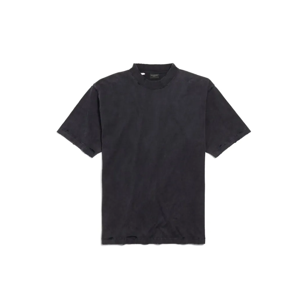 Women's Painted T-shirt Medium Fit in Black Faded
