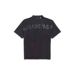 Women's Painted T-shirt Medium Fit  in Black Faded