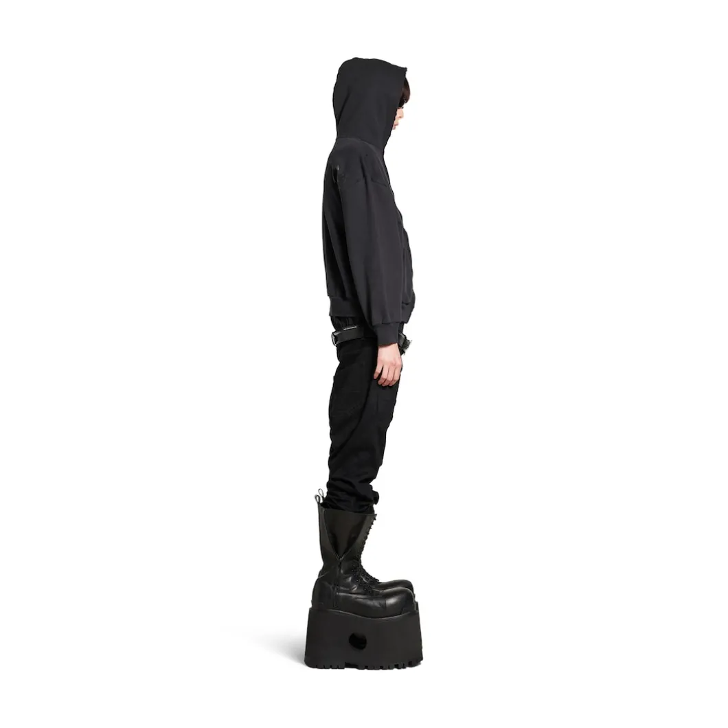 Women's Painted Zip-up Hoodie Regular Fit in Black Faded