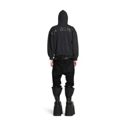 Women's Painted Zip-up Hoodie Regular Fit in Black Faded