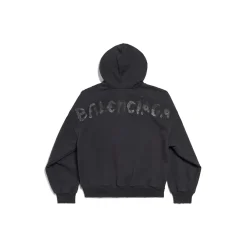 Women's Painted Zip-up Hoodie Regular Fit in Black Faded