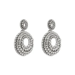 Women's Palazzo Round Earrings in Antique Silver