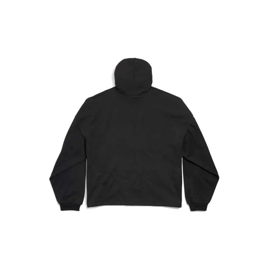 Women's Paris Strass Cropped Hoodie Oversized in Black