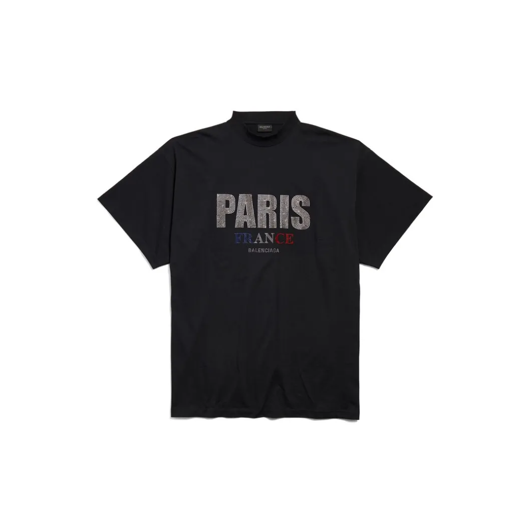 Women's Paris Strass T-shirt Oversized in Black