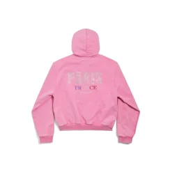 Women's Paris Strass Zip-up Hoodie Small Fit in Faded Pink