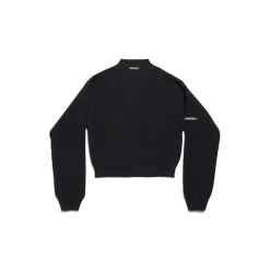 Women's Patch Cropped Sweater in Black