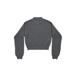 Women's Patch Cropped Sweater in Grey