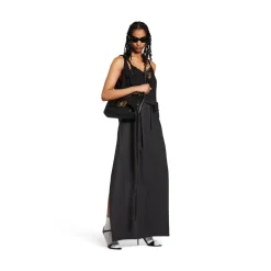 Women's Patched Slip Dress in Black