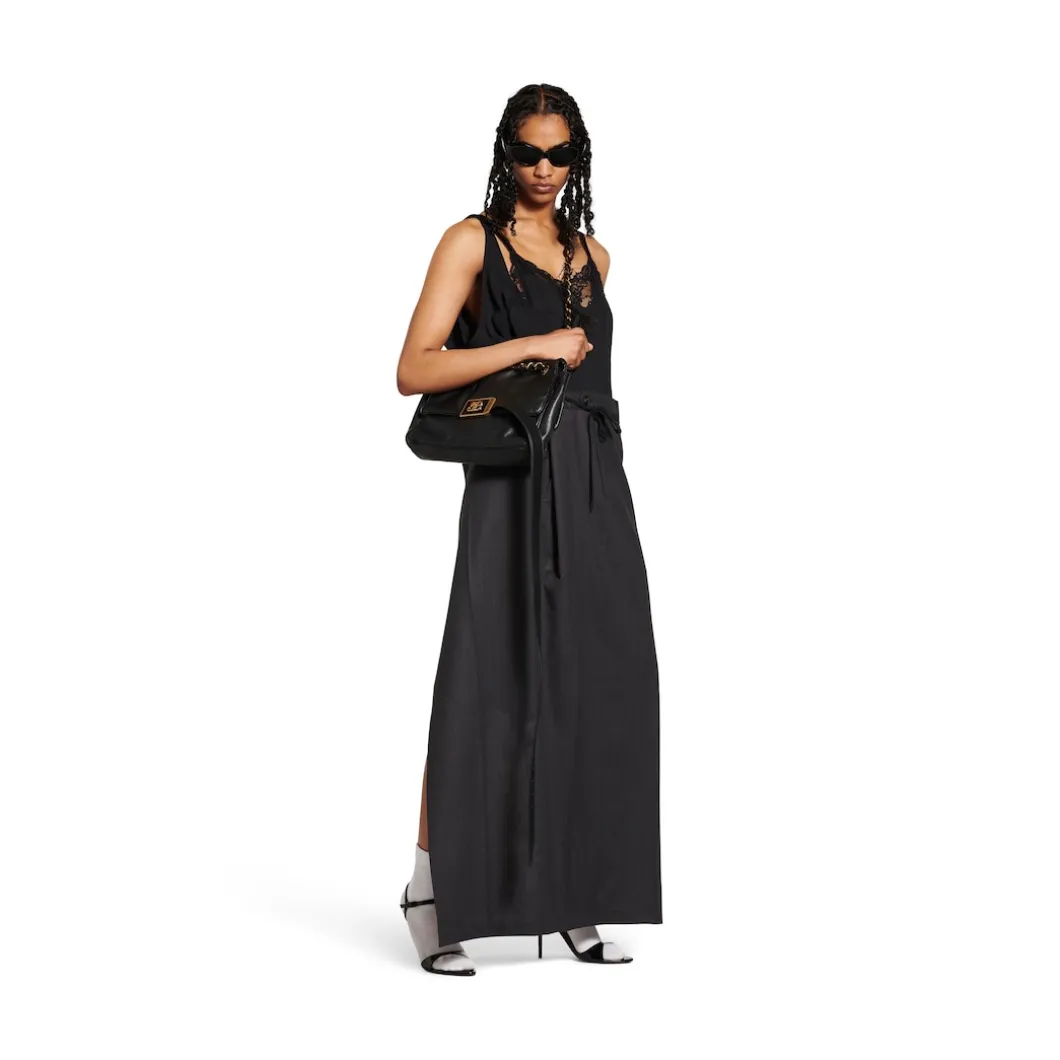 Women's Patched Slip Dress in Black