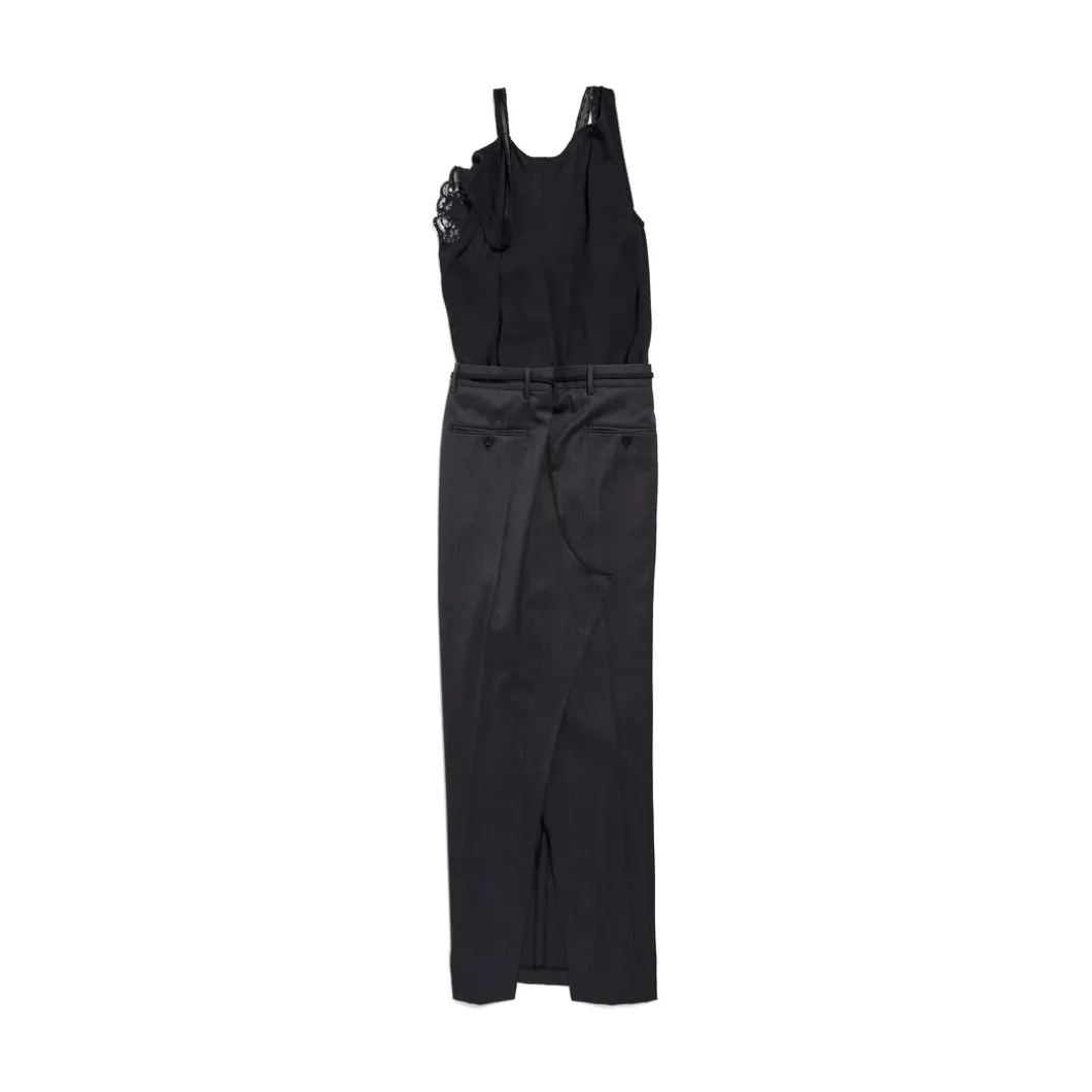 Women's Patched Slip Dress in Black