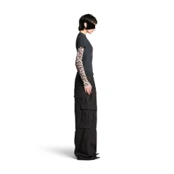 Women's Planet Earth Double Sleeve T-shirt in Black