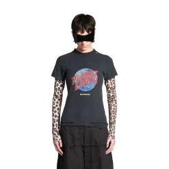 Women's Planet Earth Double Sleeve T-shirt in Black