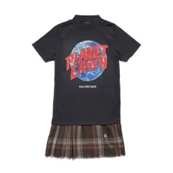 Women's Planet Earth Layered T-shirt Dress in Black/brown