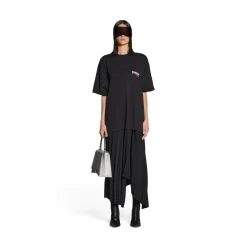Women's Political Campaign Pleated T-shirt Dress in Black