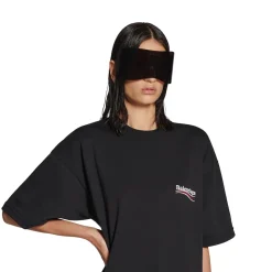 Women's Political Campaign Pleated T-shirt Dress in Black
