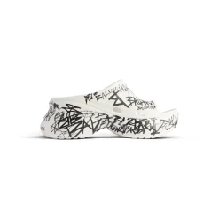 Women's Pool Crocs™ Graffiti Slide Sandal in White/black