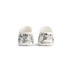 Women's Pool Crocs™ Graffiti Slide Sandal in White/black