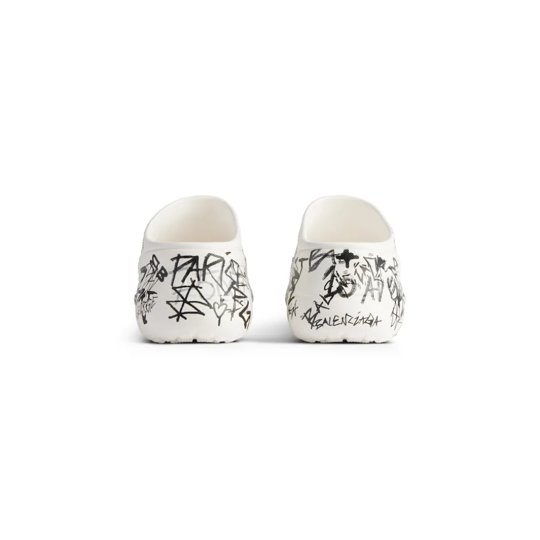 Women's Pool Crocs™ Graffiti Slide Sandal in White/black