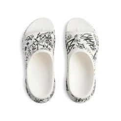 Women's Pool Crocs™ Graffiti Slide Sandal in White/black