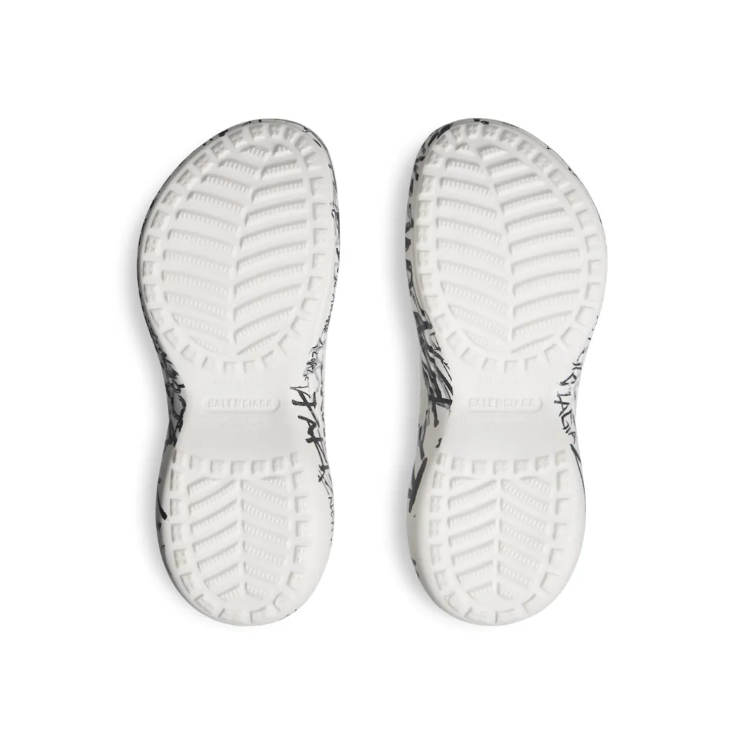 Women's Pool Crocs™ Graffiti Slide Sandal in White/black