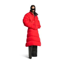 Women's Puffer Midi Skirt in Red