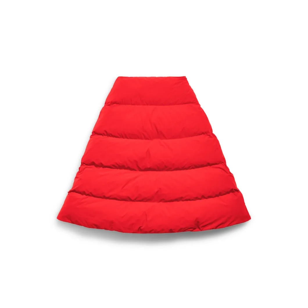 Women's Puffer Midi Skirt in Red