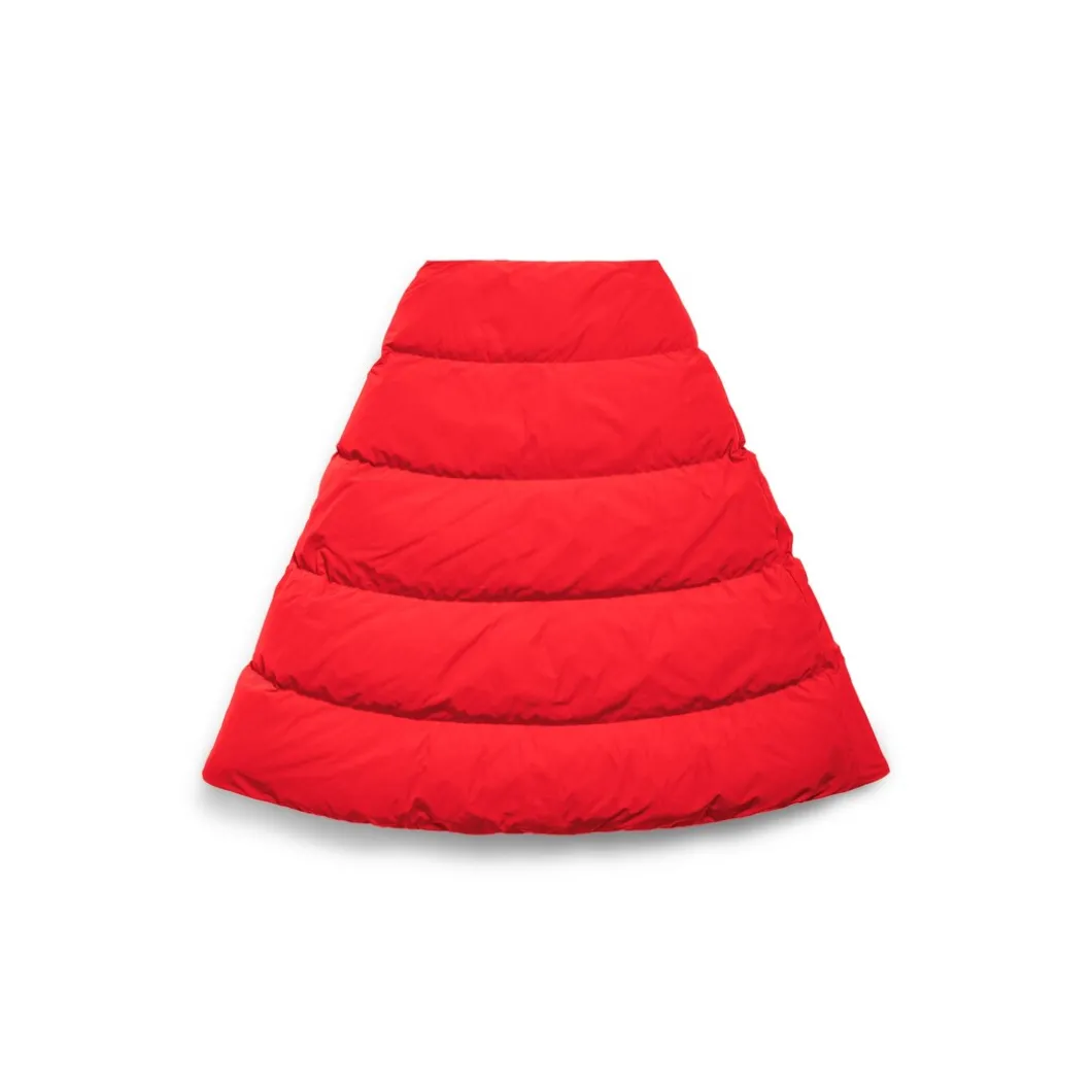 Women's Puffer Midi Skirt in Red