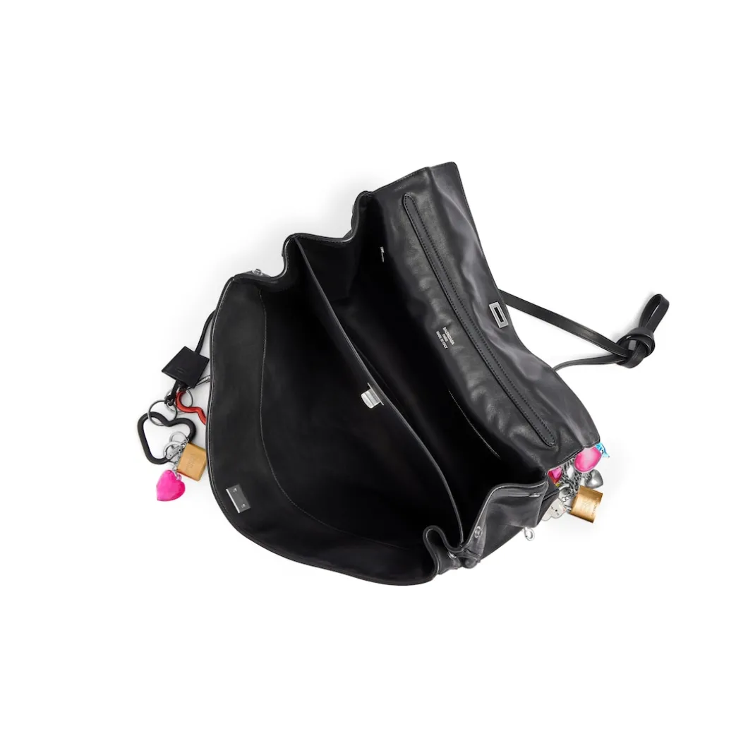 Women's Rodeo Large Handbag Used Effect With Charms in Black